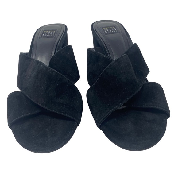 White House Black Market Women's Reese Black Suede Heeled Sandals Heels Sz 7.5M - Picture 7 of 12
